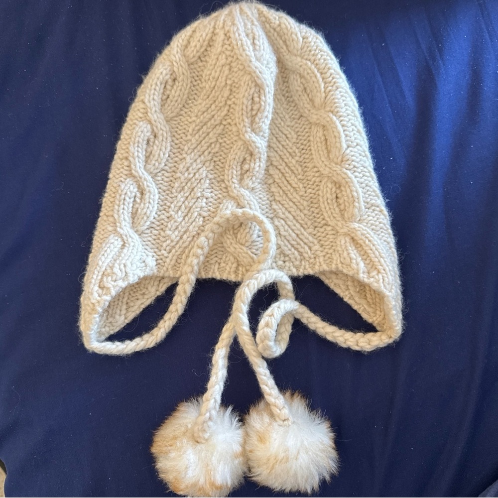 LAUREN Ralph Lauren Pom Cable Knit Winter Hat Lambswool Cashmere Blend /Adult OS